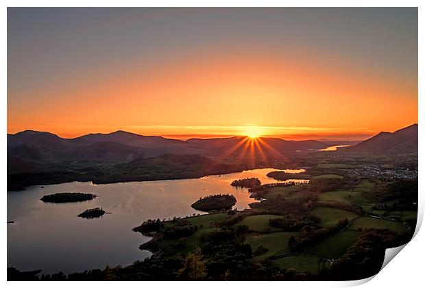 Sunset over Keswick Print by Roger Green