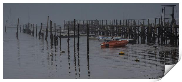 Fog and the jetty Print by Phil Wareham