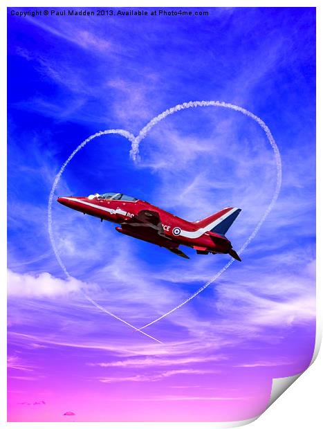 Red Arrows Love Print by Paul Madden