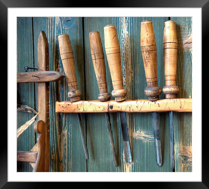 historic woodworking tools Framed Mounted Print by sharon hitman