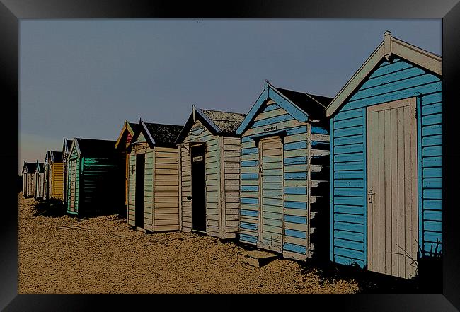 Southwold Blue Beach Huts Posterised Framed Print by Bill Simpson