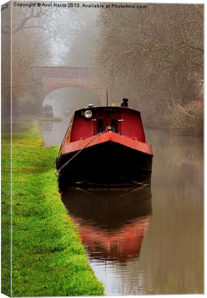 Narrowboat on the Canal Canvas Print by Avril Harris