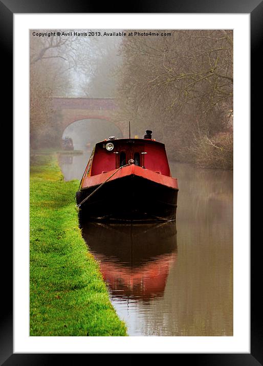 Narrowboat on the Canal Framed Mounted Print by Avril Harris