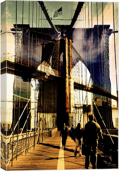 Brooklyn Bridge collage Canvas Print by olga hutsul