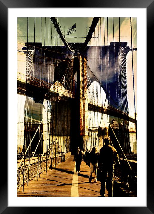 Brooklyn Bridge collage Framed Mounted Print by olga hutsul