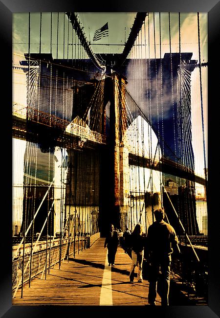 Brooklyn Bridge collage Framed Print by olga hutsul