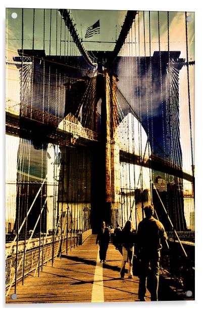 Brooklyn Bridge collage Acrylic by olga hutsul