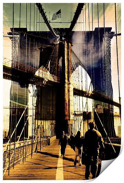 Brooklyn Bridge collage Print by olga hutsul