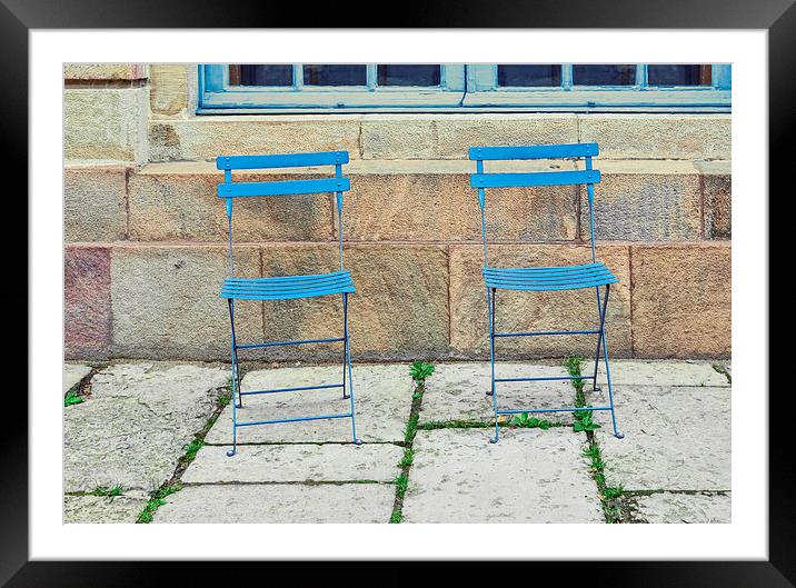 Blue chairs 1 Stockholm Sweden Framed Mounted Print by Marianne Campolongo