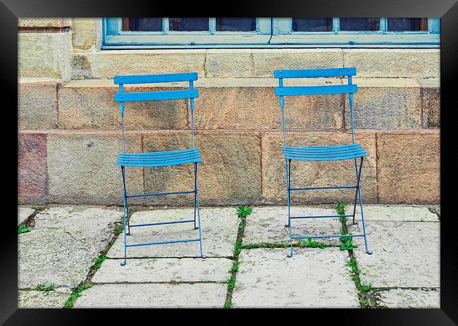Blue chairs 1 Stockholm Sweden Framed Print by Marianne Campolongo