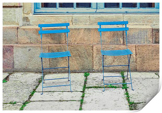 Blue chairs 1 Stockholm Sweden Print by Marianne Campolongo