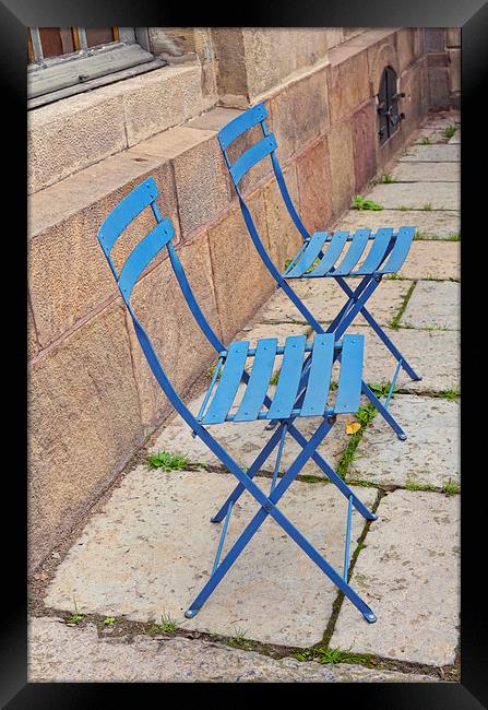 Blue chairs 2 Stockholm Sweden Framed Print by Marianne Campolongo