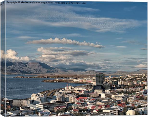 Aerial view of Reykjavik Iceland Canvas Print by Marianne Campolongo