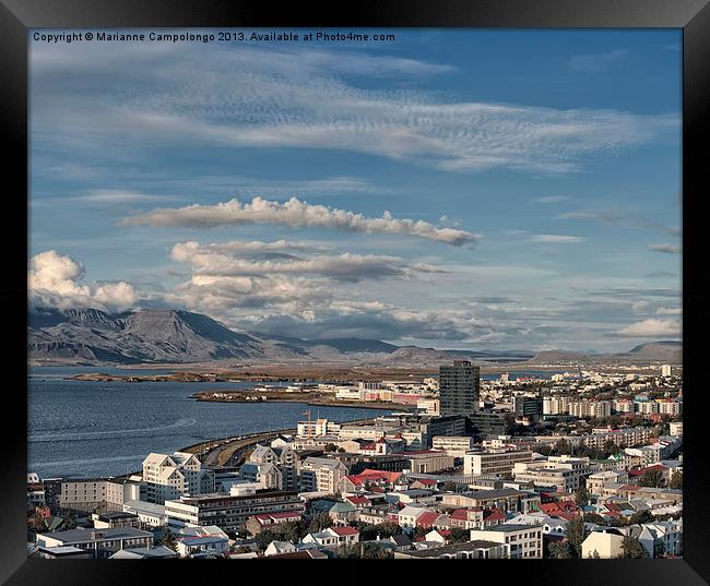Aerial view of Reykjavik Iceland Framed Print by Marianne Campolongo