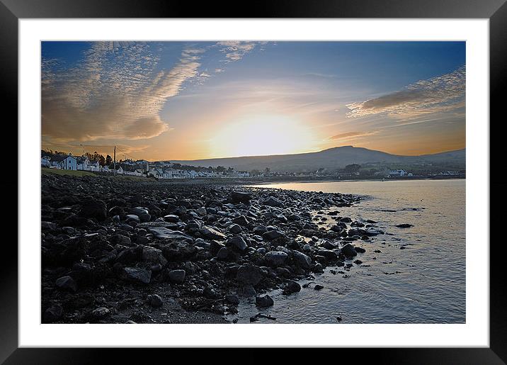 Ballygally sunset Framed Mounted Print by Simon Curtis