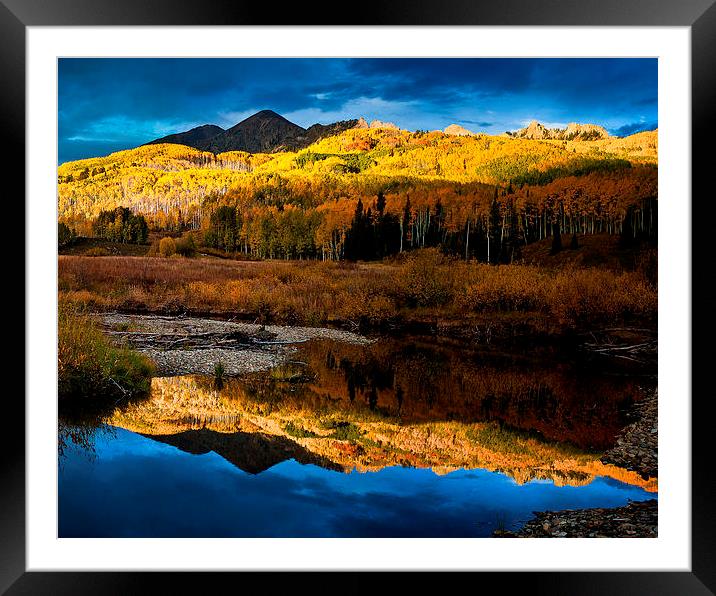 Fall Sunset Framed Mounted Print by Steven Reed