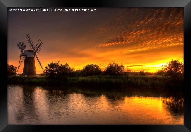 Glowing Norfolk Broads Sunset Framed Print by Wendy Williams CPAGB