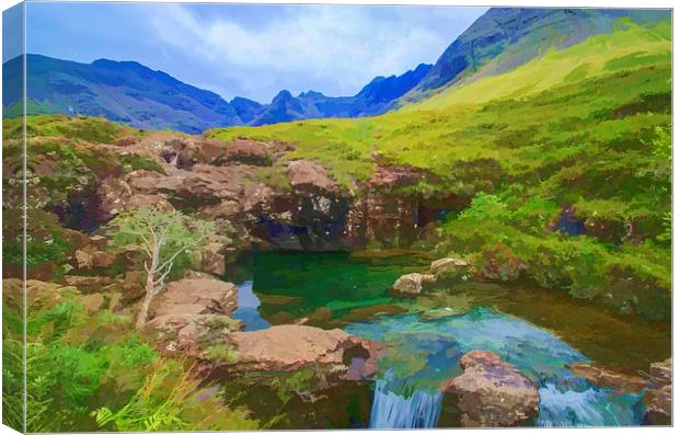 Fairy Pools of Skye Watercolour Canvas Print by Chris Thaxter