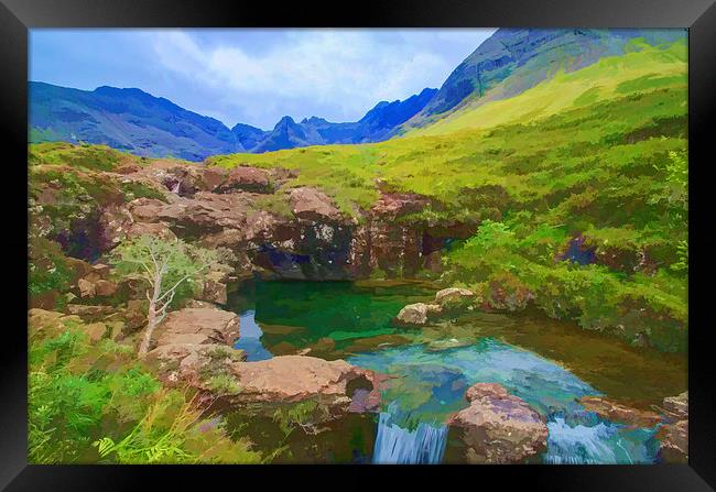 Fairy Pools of Skye Watercolour Framed Print by Chris Thaxter