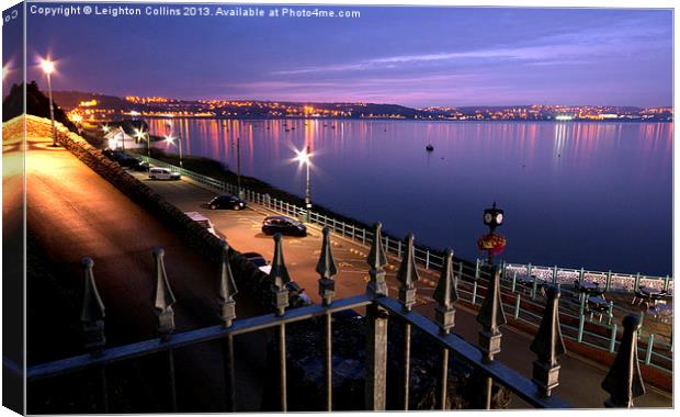 Swansea Bay at night Canvas Print by Leighton Collins