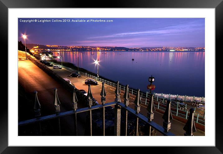 Swansea Bay at night Framed Mounted Print by Leighton Collins
