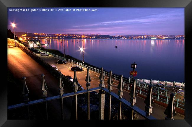 Swansea Bay at night Framed Print by Leighton Collins
