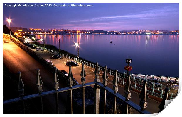 Swansea Bay at night Print by Leighton Collins
