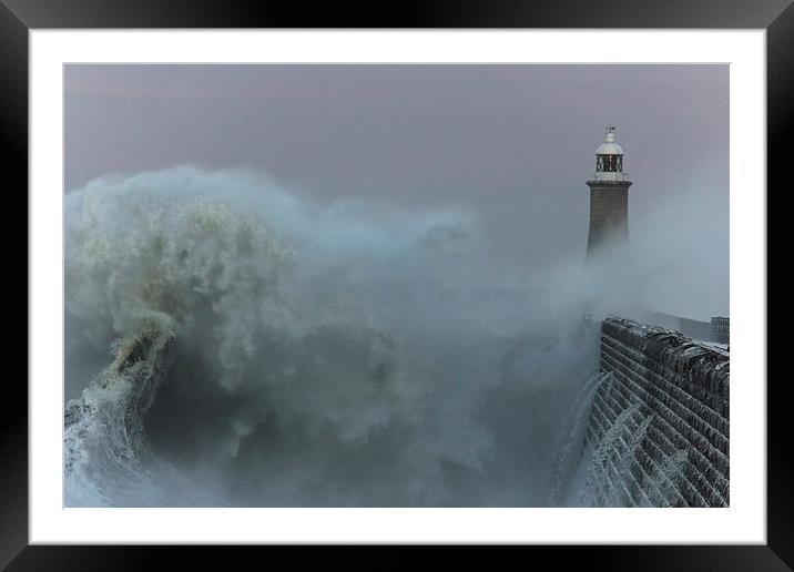 Tynemouth Wave Clash Framed Mounted Print by Col Cooper