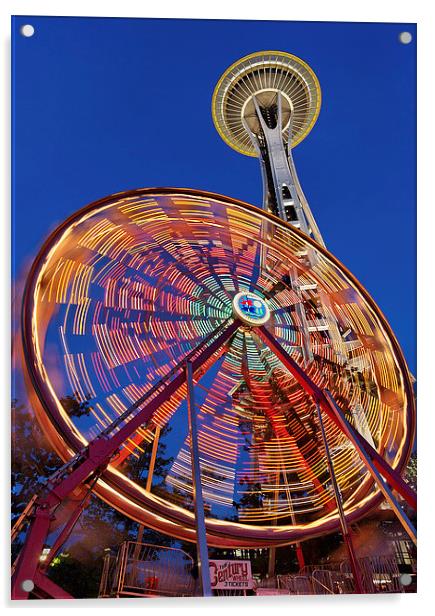 The Seattle Space Needle Acrylic by Plamen Stefanov
