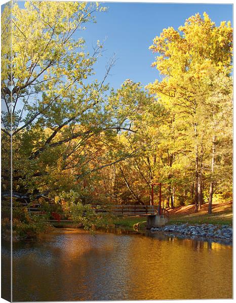 Autumns Golden Pond Canvas Print by Kim Hojnacki