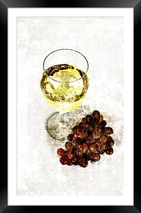 white wine glass with grapes Framed Mounted Print by olga hutsul