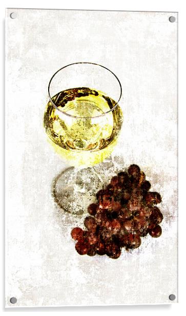 white wine glass with grapes Acrylic by olga hutsul