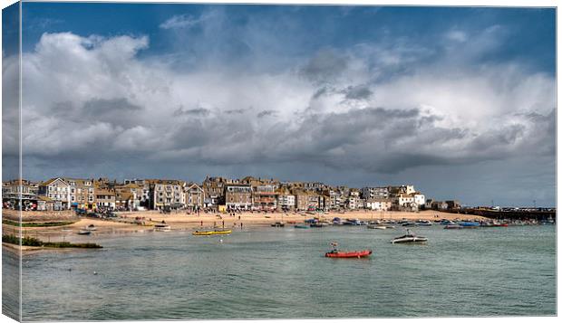 Rain clouds gather over St Ives Canvas Print by Rosie Spooner