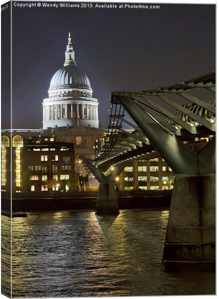St Pauls at Night Canvas Print by Wendy Williams CPAGB