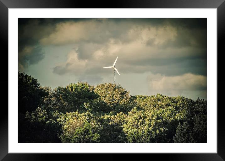 Green energy funky wind turbine Cape Cod Framed Mounted Print by Marianne Campolongo
