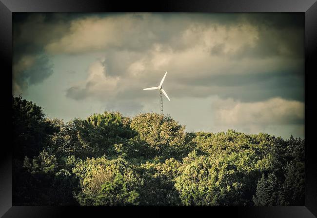 Green energy funky wind turbine Cape Cod Framed Print by Marianne Campolongo