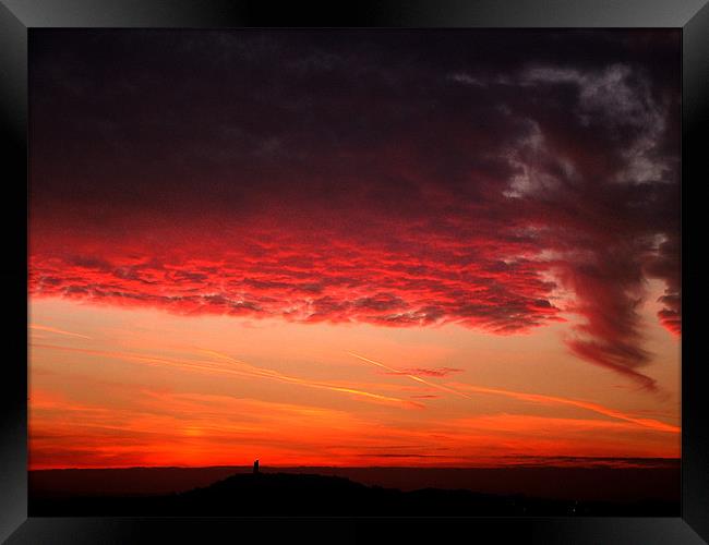 Sunset over Castle Hill Framed Print by Stephen Brown