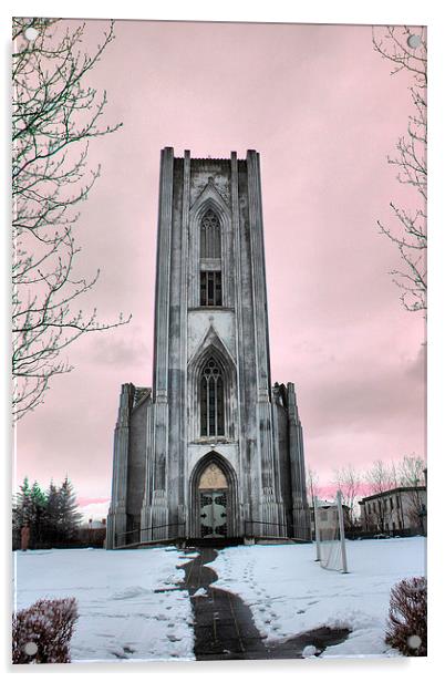 Icelandic Church Acrylic by HELEN PARKER