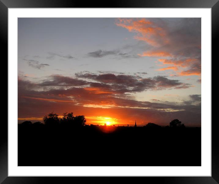 Manchester Sunset Framed Mounted Print by Mary Lane