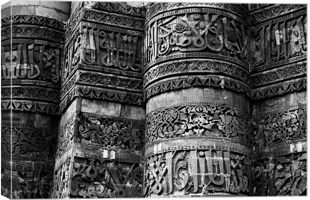 Temple wall carving Canvas Print by Perry Johnson