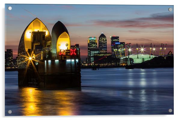 Thames Barrier and Docklands Acrylic by Dawn O'Connor