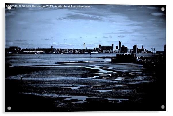 Liverpool Waterfront In The Distance Acrylic by Sandra Buchanan