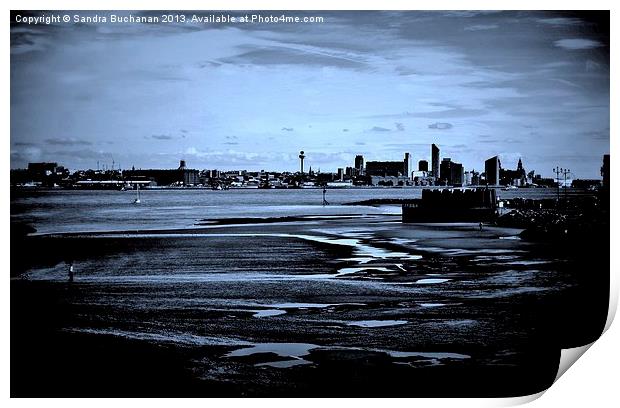 Liverpool Waterfront In The Distance Print by Sandra Buchanan