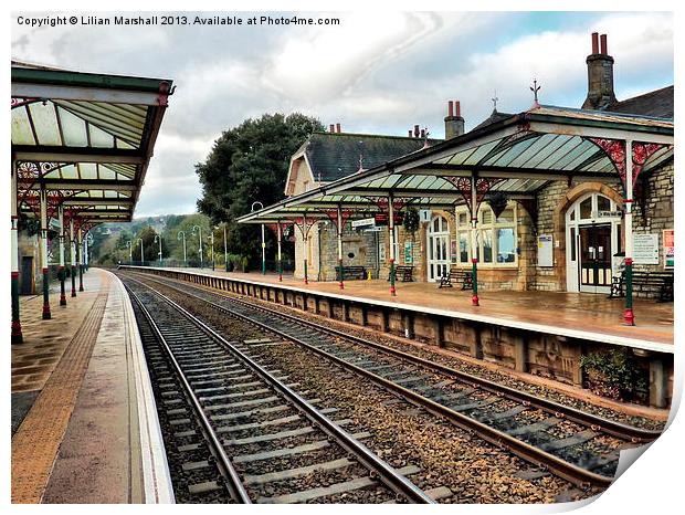 Grange over Sands Station. Print by Lilian Marshall