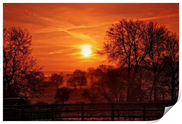 Cotswolds Misty Morning Print by Scott Anderson
