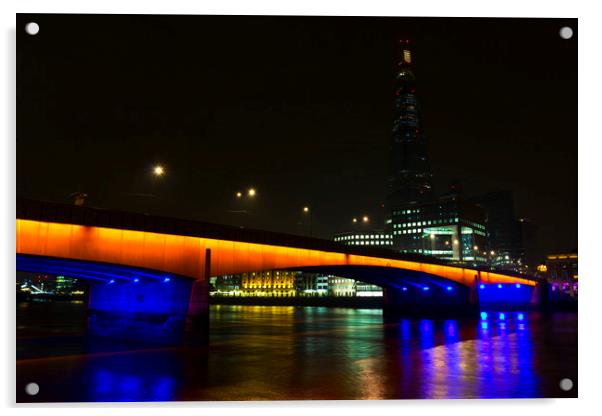 The Shard and London Bridge Acrylic by David Pyatt