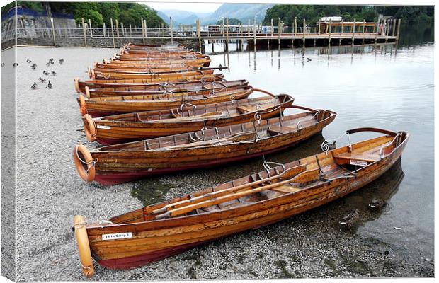Derwent water row boats Canvas Print by Tony Bates