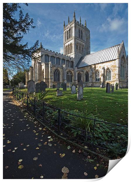 Melton Mowbray Church in Autumn Print by Stephen Wakefield