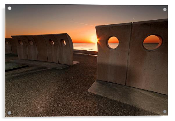 Cleveleys Promenade Sunset Acrylic by John Hare