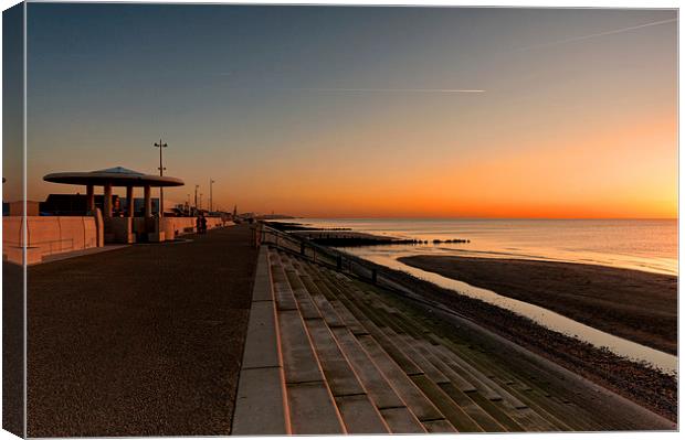 Sunset on Cleveleys Promenade Canvas Print by John Hare